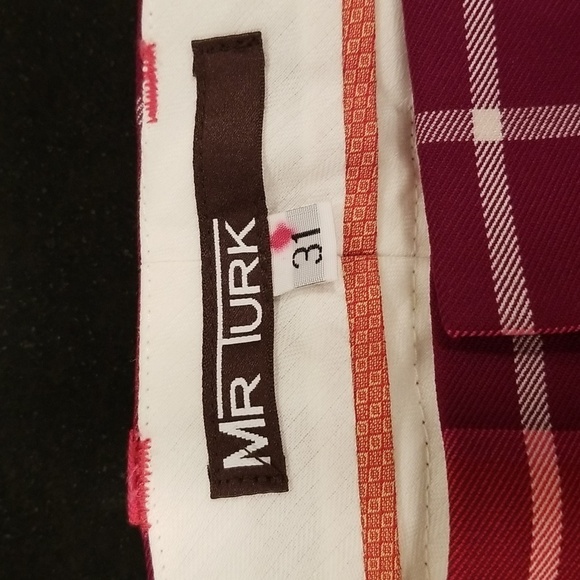 💕MR TURK💕 Clyde Slim Trouser ~ Planetary Plaid Aurora Pink Multi 31 NWT - Picture 12 of 15